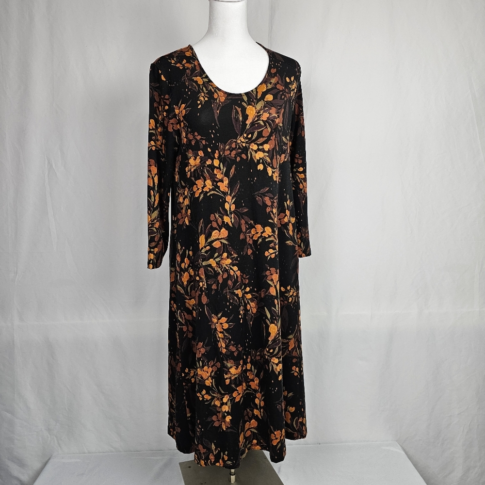 Garnet Hill Jersey Knit Dress Women’s Size S Tencel Scoop Neck 3/4 Sleev…